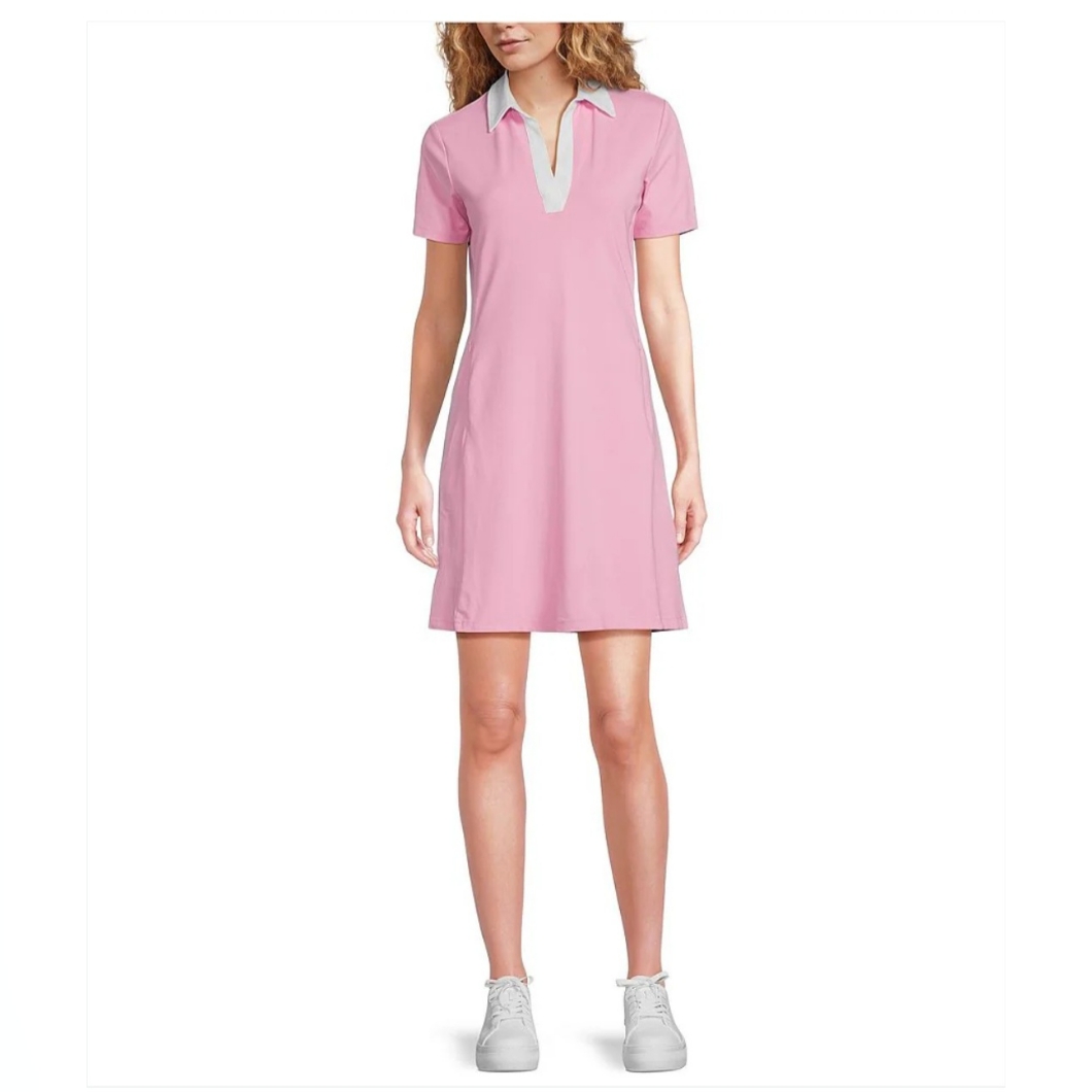 J.Mclaughlin Pink Costas Dress Pink Polo Dress With White Collar
